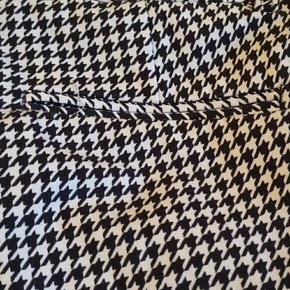 Cynthia Rowley Size‎ 2 Black White Houndstooth Stretch Crop Pants Zip Ankle - Picture 4 of 9